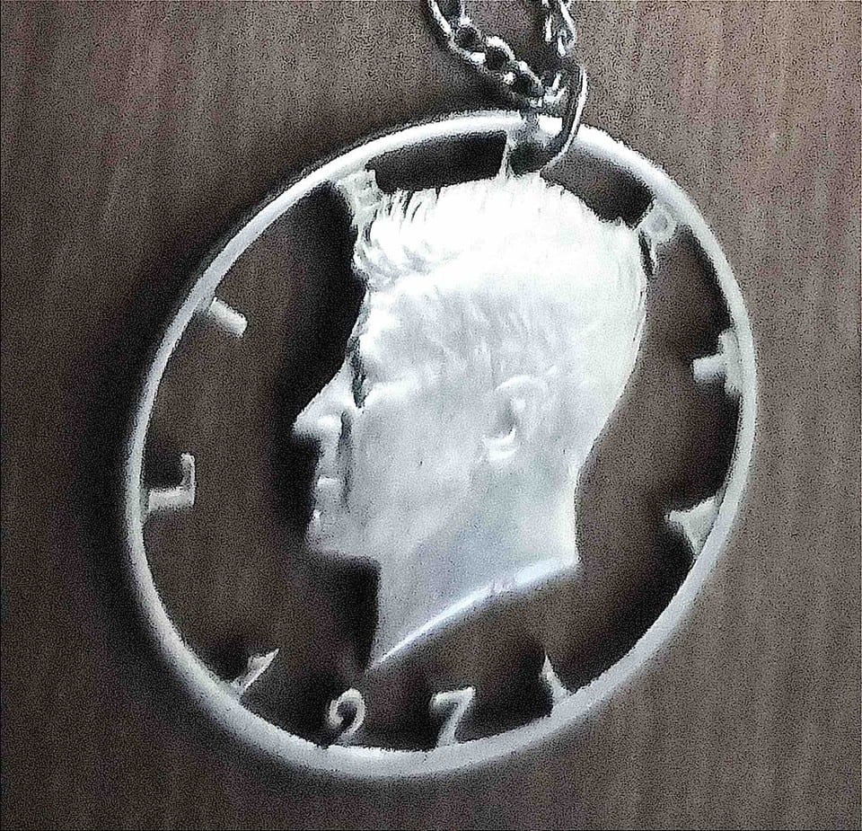 Pendentif demi dollar américain Kennedy Liberty 1971