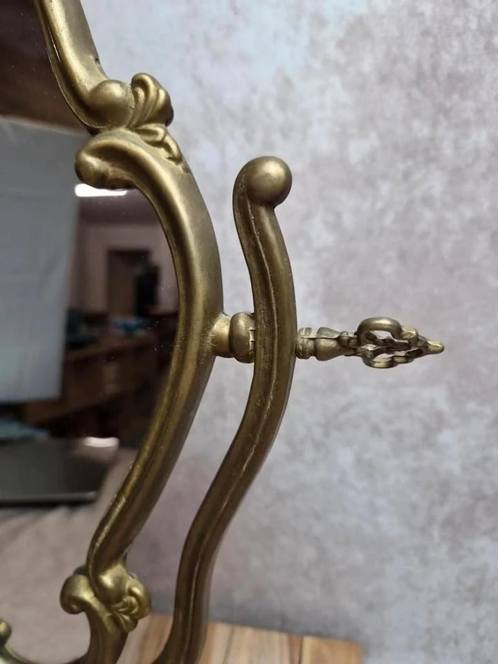 Grand miroir psyché de table en laiton – style Louis Xv rococo – vintage — photo 3