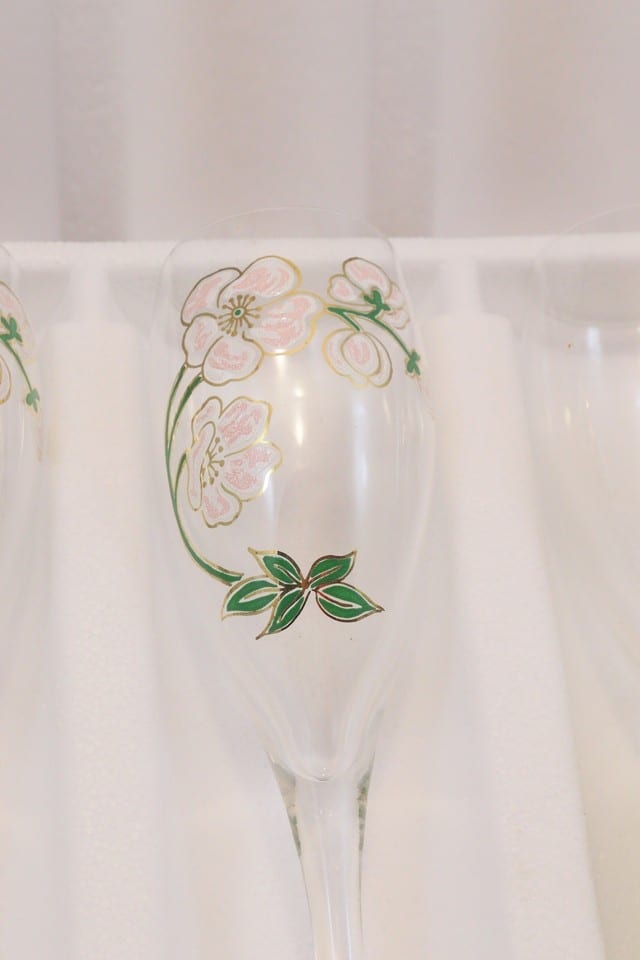 Coffret 6 flûtes à champagne Perrier-Jouët décor émaillé fleurs Art Nouveau neuf — photo 4