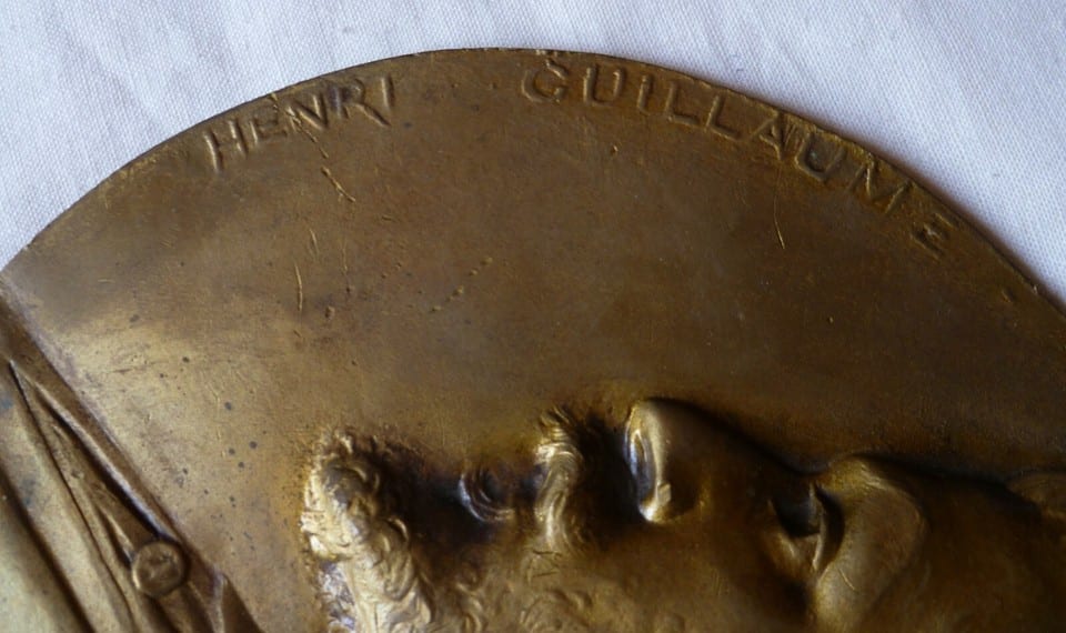 Médaillon 190 mm Bronze HENRI GUILLAUME par J. DELPECH 1894 ORIGINAL MEDAL — photo 2