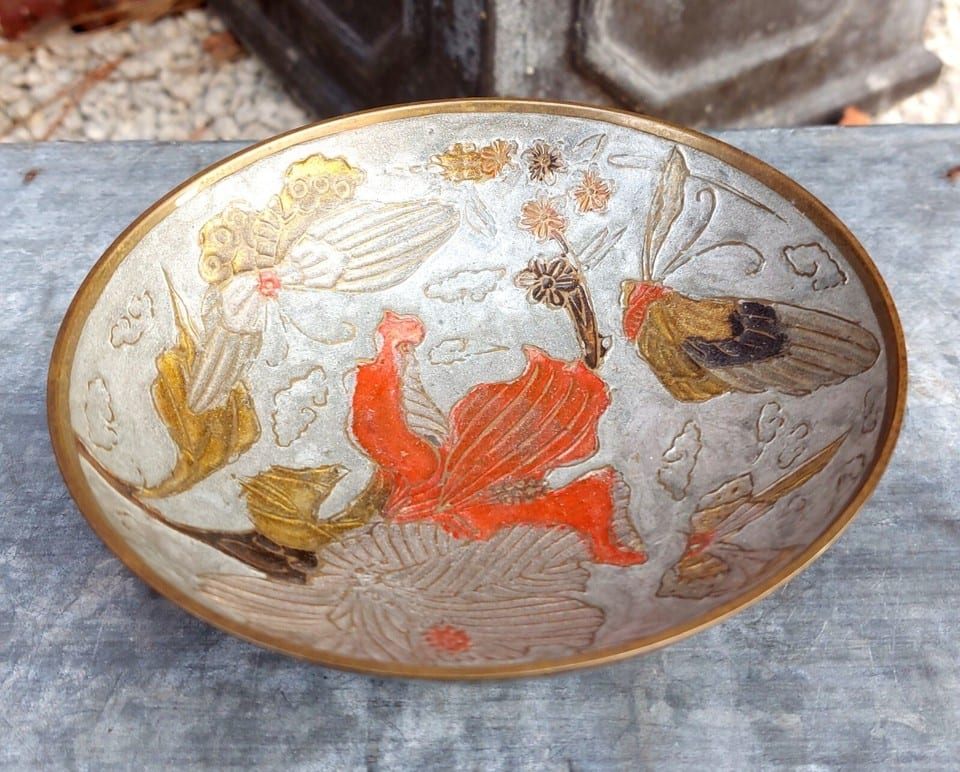 Coupelle cloisonnée émaillée décor fleurs et oiseaux — foto 3