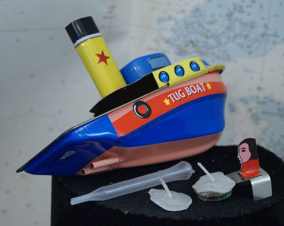 Bateau vapeur pop-pop steam Boat boot tôle lithographiée TUG BOAT remorqueur — photo 4