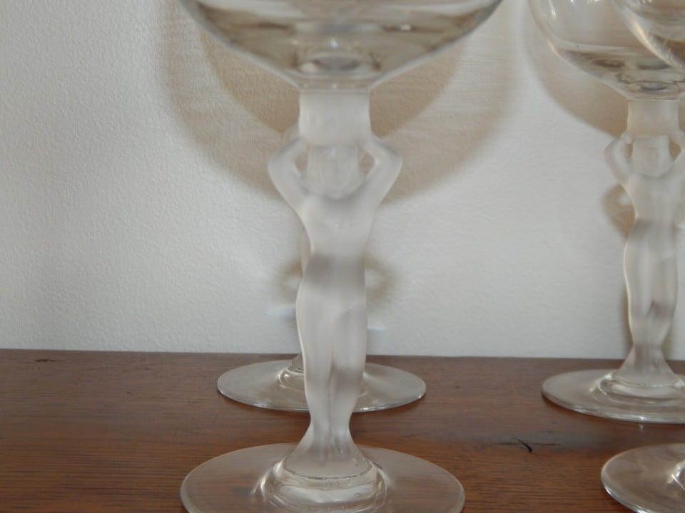 8 SUPERBE ANCIEN Verres à VIN en CRISTAL de BAYEL Bacchus Vénus — photo 5