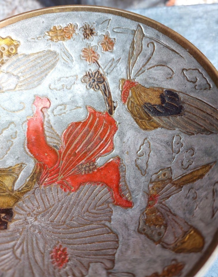 Coupelle cloisonnée émaillée décor fleurs et oiseaux — foto 4