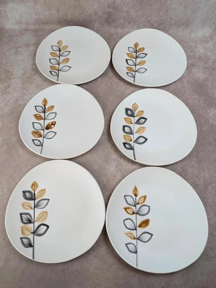 Lot de 6 assiettes plates vintage Niderviller style Capron Vallauris — photo 2