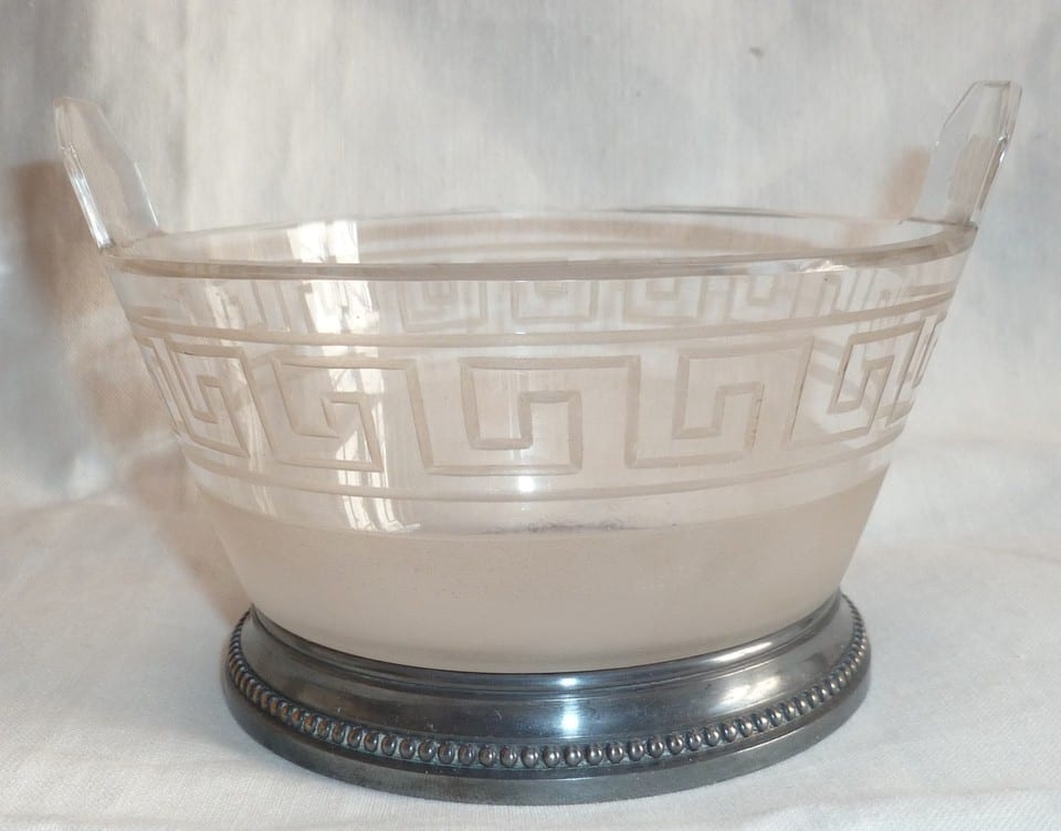 Petite coupe CHRISTOFLE verre ou cristal gravé métal argenté ancien France