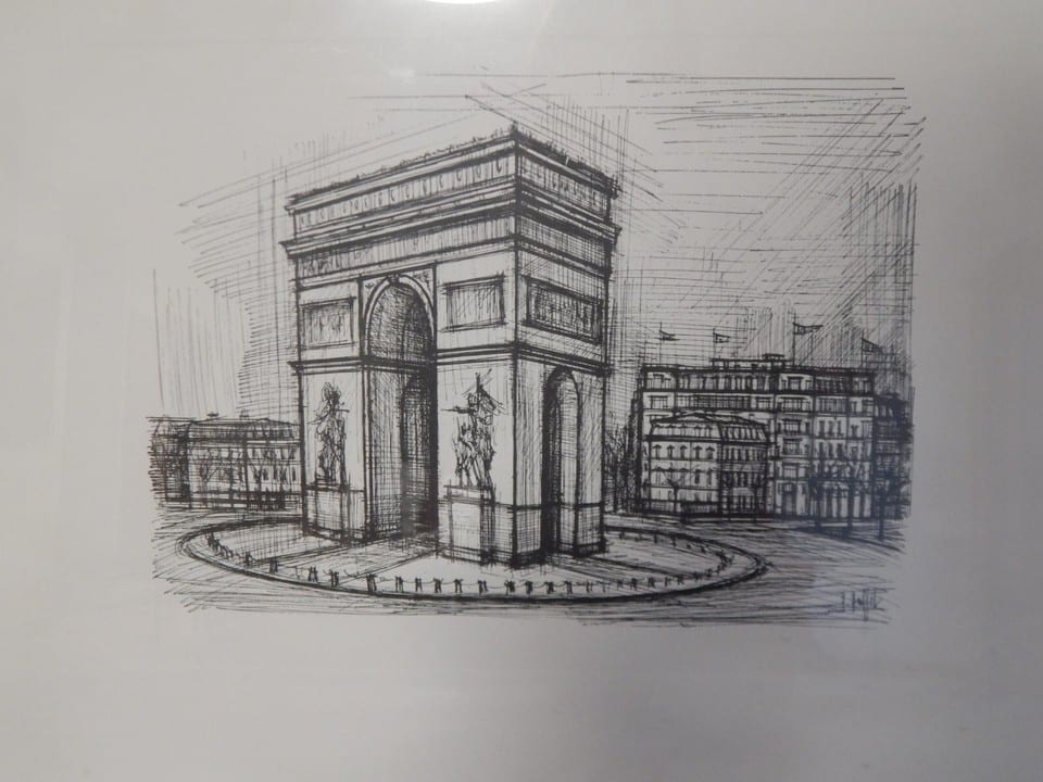 ANCIENNE LITHOGRAPHIE  " L'Arc de Triomphe PARIS "  BERNARD BUFFET  Encadrée — photo 2
