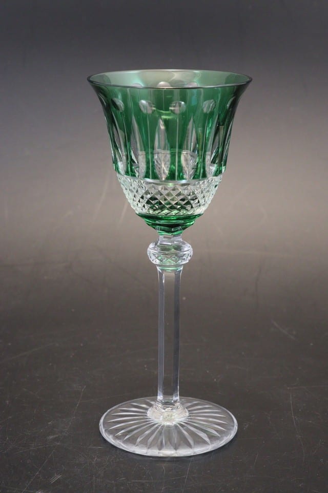 Verre cristal doublé overlay Saint-Louis modèle Tommy vert 16,5 cm