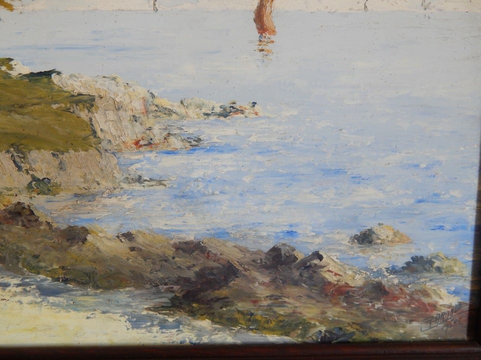 ANCIEN TABLEAU Huile sur Panneau " Marine Paysage Mer Bateau " Signé P.ARNAUD — photo 6
