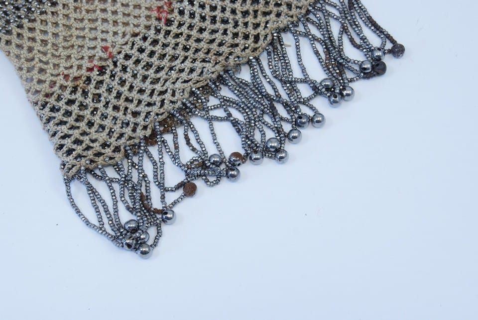 Bourse porte louis aumonière perle métalique XIX Napoleon III antique purse 19th — Foto 8