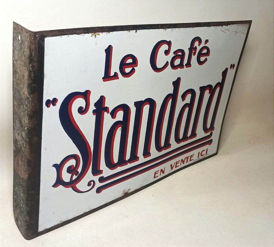Plaque émaillée double face Le Café Standard Années 30 Format 50,5 x 33 cm — Foto 3