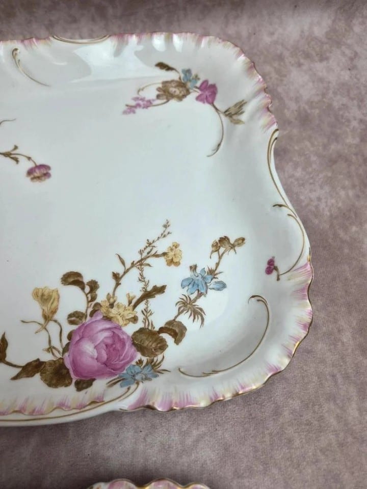 Paire de grands plats Haviland Limoges pour Vermont Marin Paris vers 1890 — photo 3