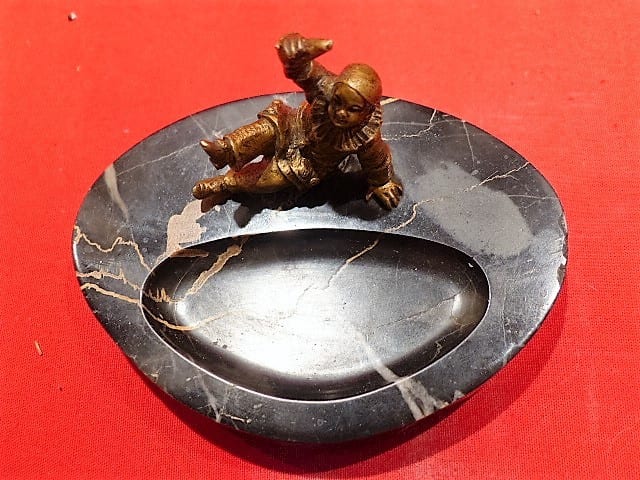 vide poche marbre et bronze de vienne pierrot haut 7 larg 11.5 prof 8.5 — photo 7