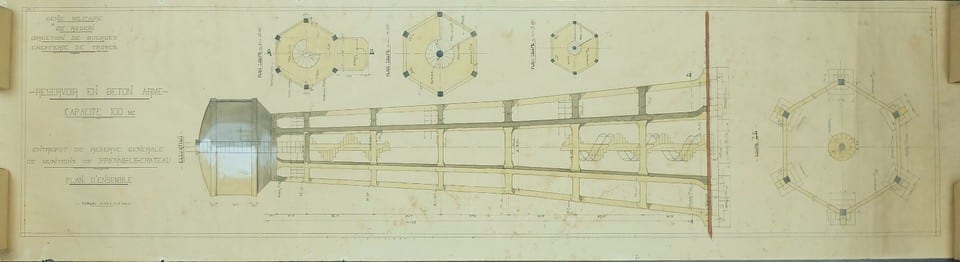 Architecture, Réservoir sur tour en béton armé Brienne-le-Château 1927 Munitions — photo 2