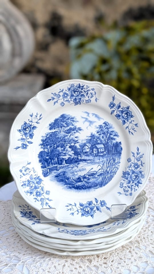 Six assiettes plates Sarreguemines modèle Romantic - style campagne chic — photo 4
