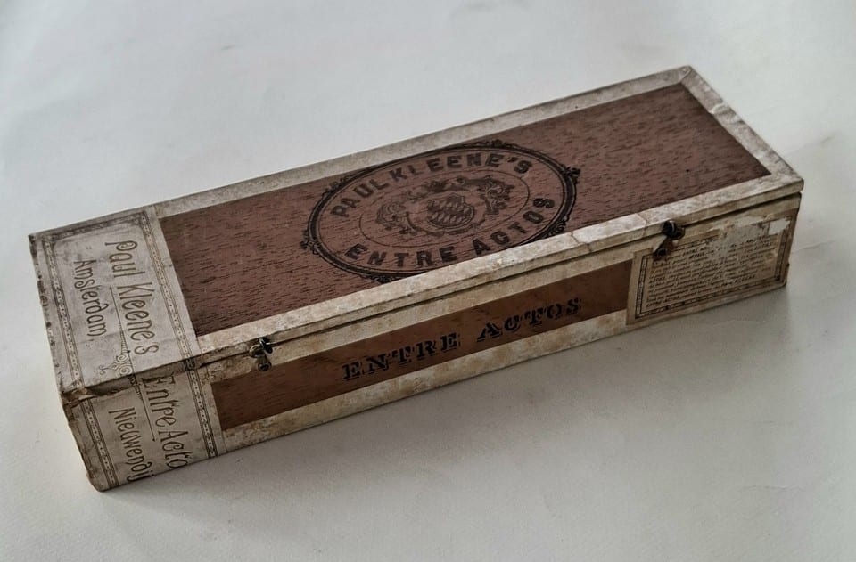 Rare boite à cigares Paul KLEENE'S Amsterdam Entre Actos en bois avec fermoirs