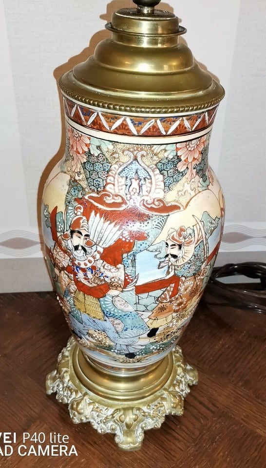 Vase japonais Satsuma en porcelaine monté en lampe haut 45 vase seul 28 cm — photo 5