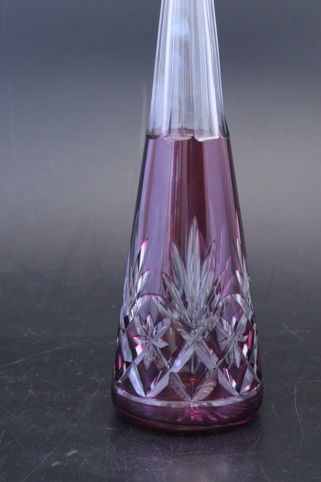 Carafe cristal taillé Saint-Louis Massenet overlay améthyste rare coloris  32cm — photo 3