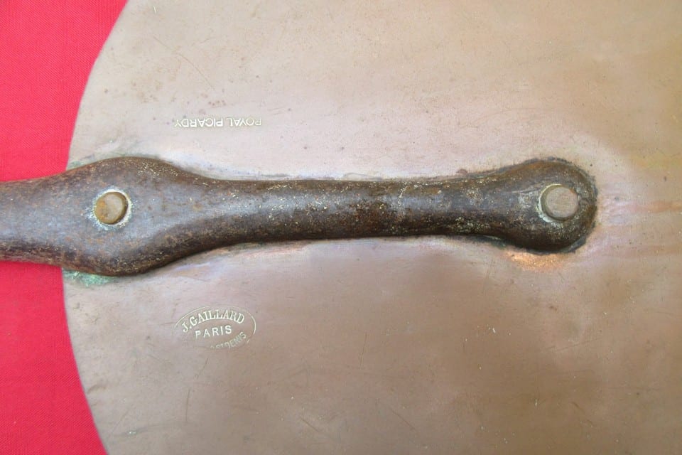 Ancien Couvercle Casserole Cuivre J Gaillard Paris  diam 34 CMS — photo 4