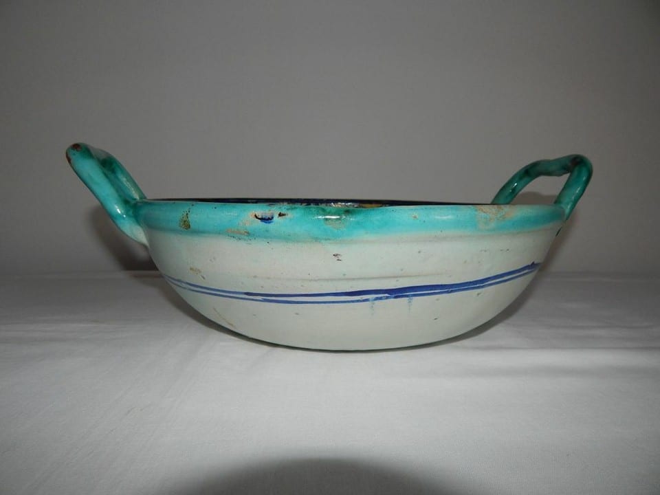 ANCIEN RARE Plat à 2 Anses Faïence Polychrome MAROC Safi Nabeul MOKHFIA GHOTA ? — photo 4