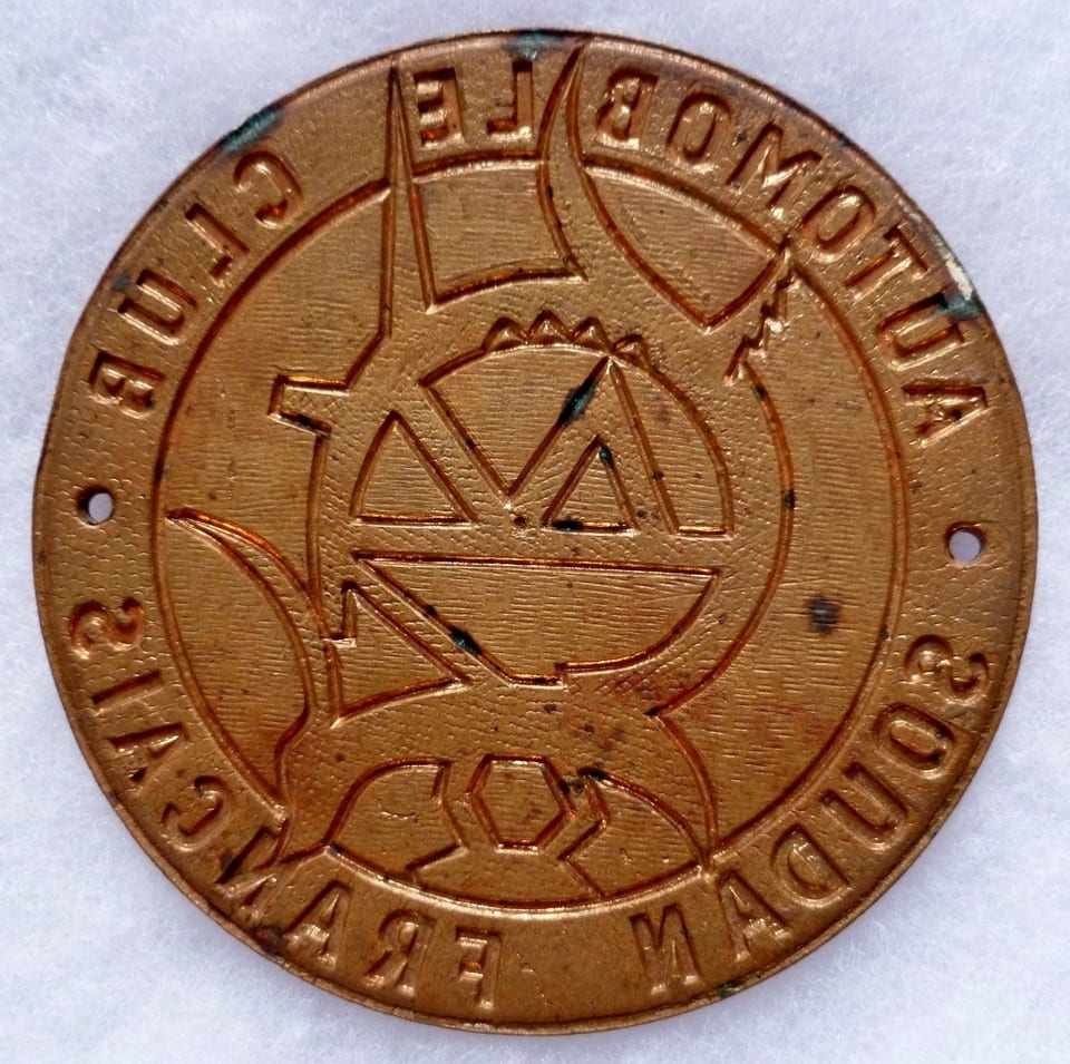 Plaque émaillée de calandre Automobile Club Soudan Français Afrique circa 1940 — photo 4