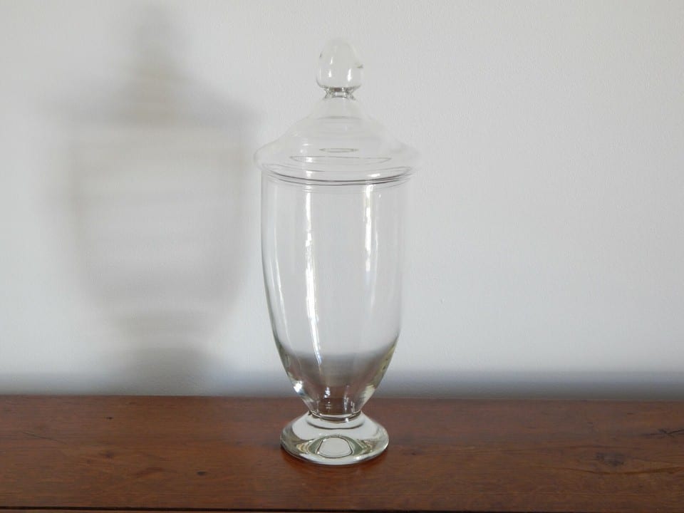 ANCIEN POT Bocal à Pharmacie ou Décoratif ? en VERRE avec Couvercle — photo 3