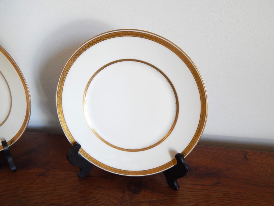 6 ANCIENNES ASSIETTES Plates PORCELAINE Limoges L. Bernardaud & Cie  Liseré Doré — photo 3