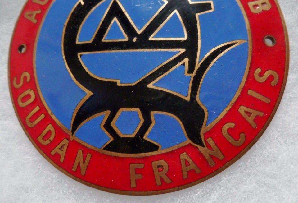Plaque émaillée de calandre Automobile Club Soudan Français Afrique circa 1940 — photo 2