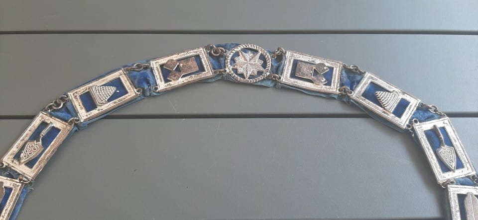 Collier Maçonnique USA ancien Franc Maçon Sautoir Chaine Bijou argent ORIGINAL — photo 6