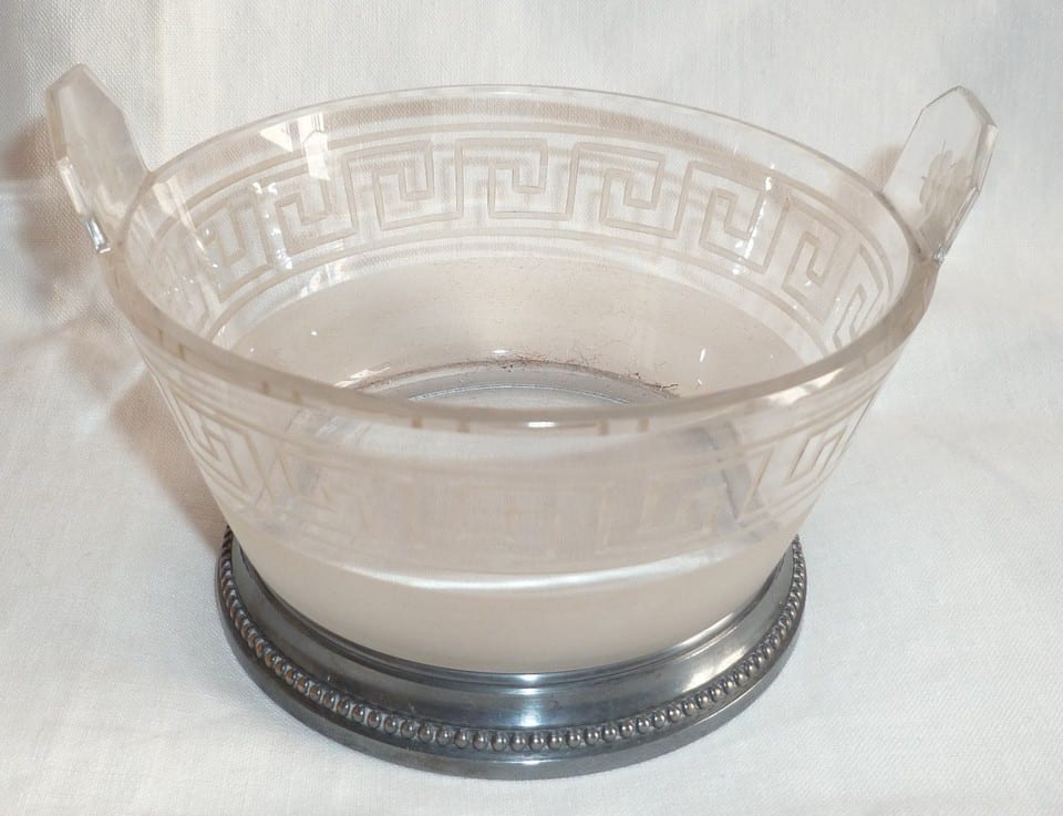 Petite coupe CHRISTOFLE verre ou cristal gravé métal argenté ancien France — photo 3
