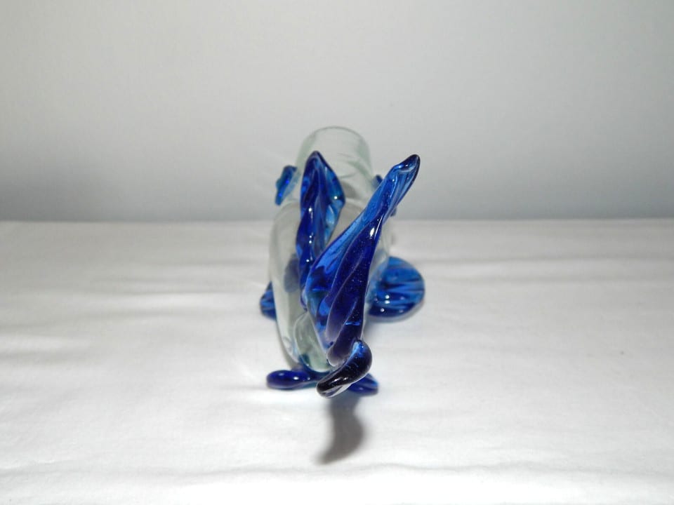 ANCIEN VASE Soliflore en VERRE Soufflé MURANO ? de Forme POISSON — photo 6