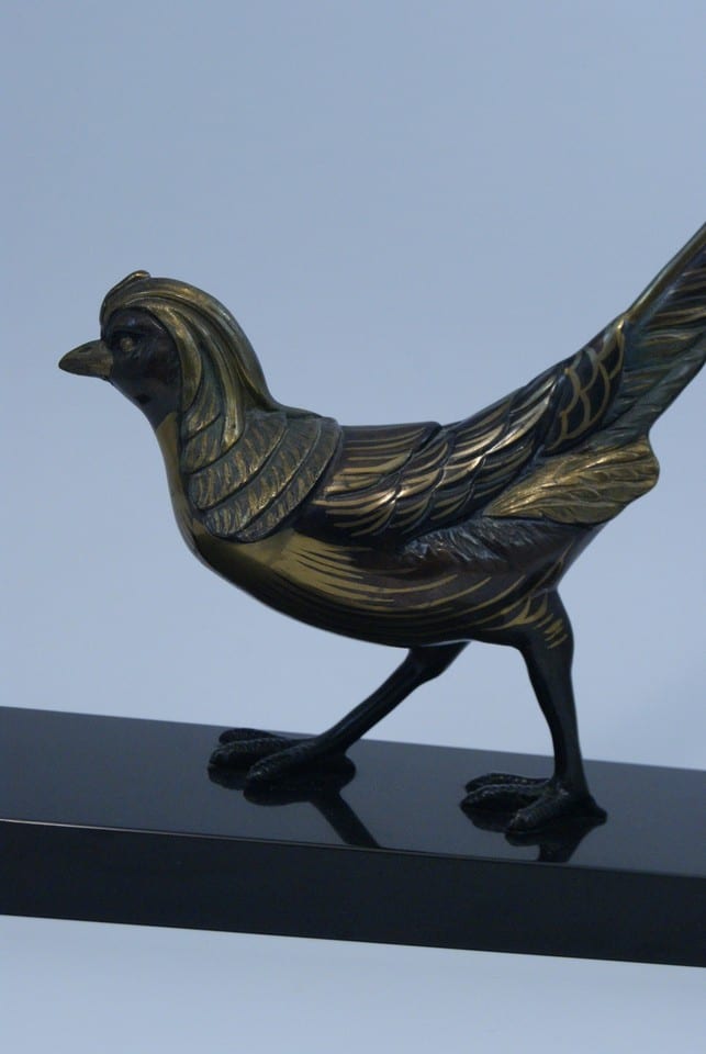 Régule patine bronze animalier faisant style Art Déco pheasant bird spelter — foto 4
