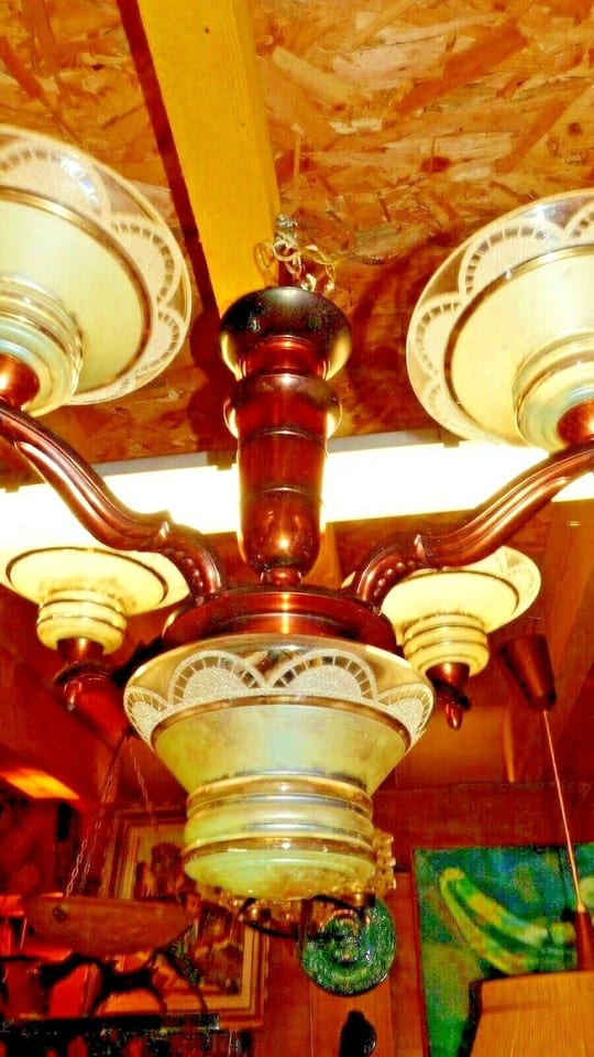 Lustre Suspension vintage 5 lumières années 50 ou 60 haut 62 diam 65 cm — photo 2