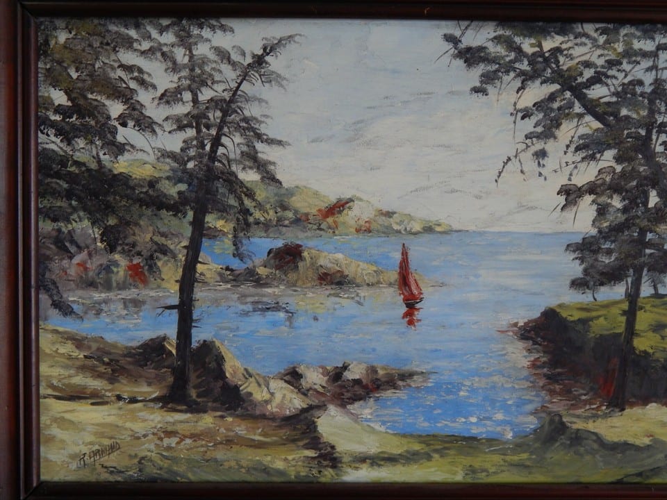 ANCIEN TABLEAU Huile sur Panneau "  Marine Paysage Mer Bateau " Signé P.ARNAUD — photo 4