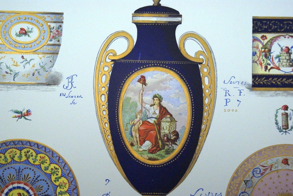 Chromolitographie gravure polychrome print Porcelaine de Sevres Garnier 1890 — foto 3