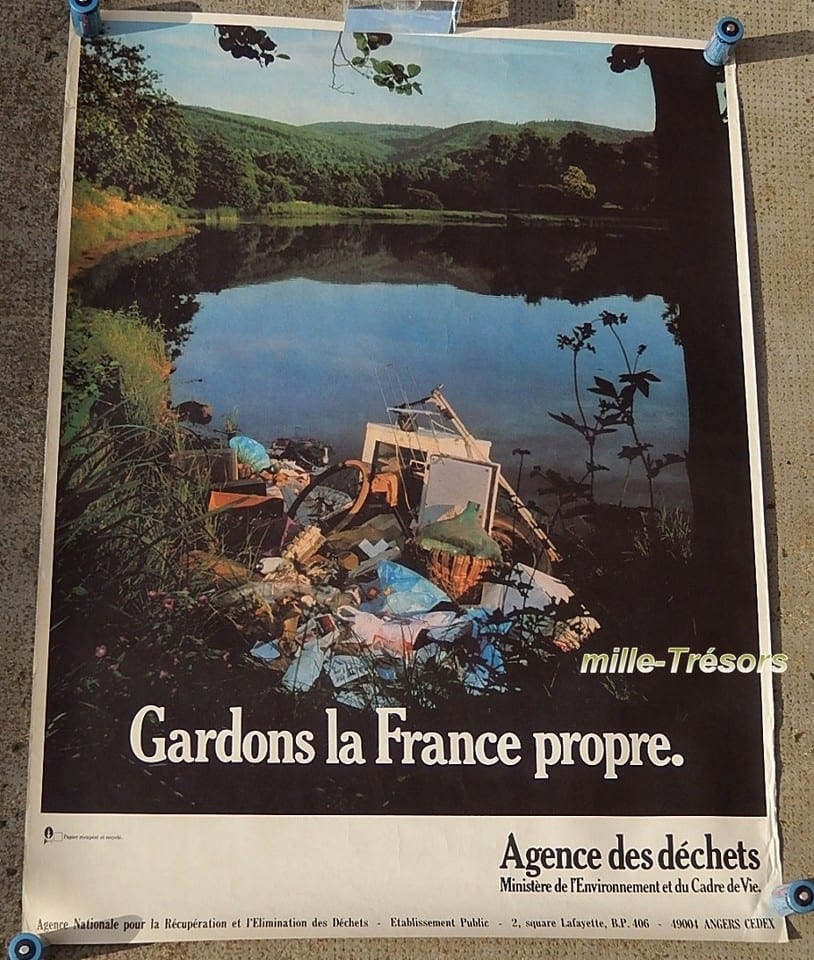 Ancienne AFFICHE GARDONS la FRANCE PROPRE par l'Agence des Déchets Vintage — Foto 2