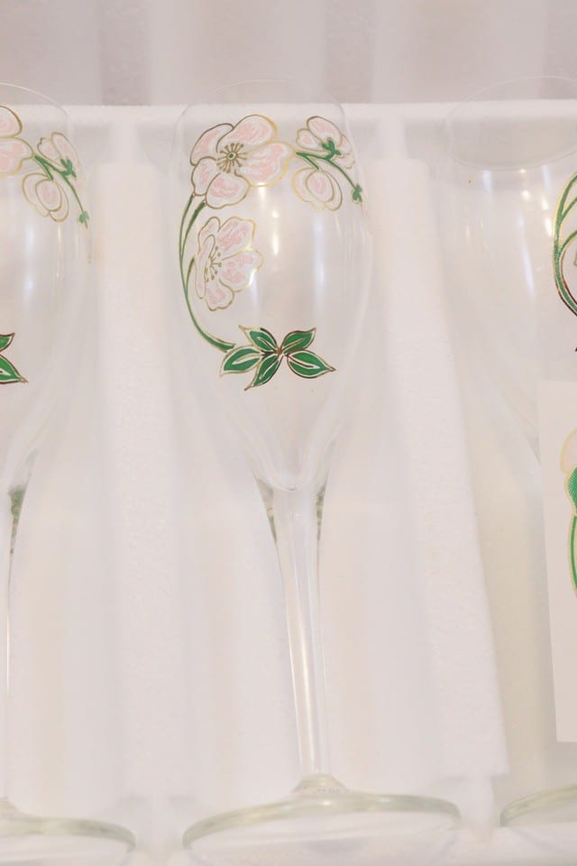Coffret 6 flûtes à champagne Perrier-Jouët décor émaillé fleurs Art Nouveau neuf — photo 3