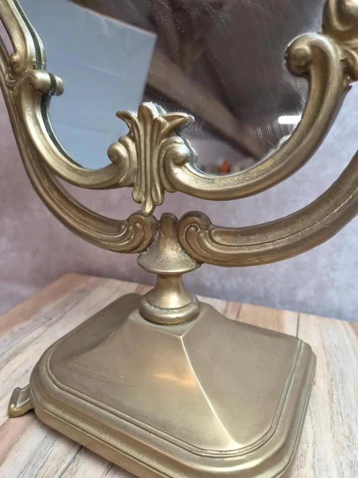 Grand miroir psyché de table en laiton – style Louis Xv rococo – vintage — photo 4