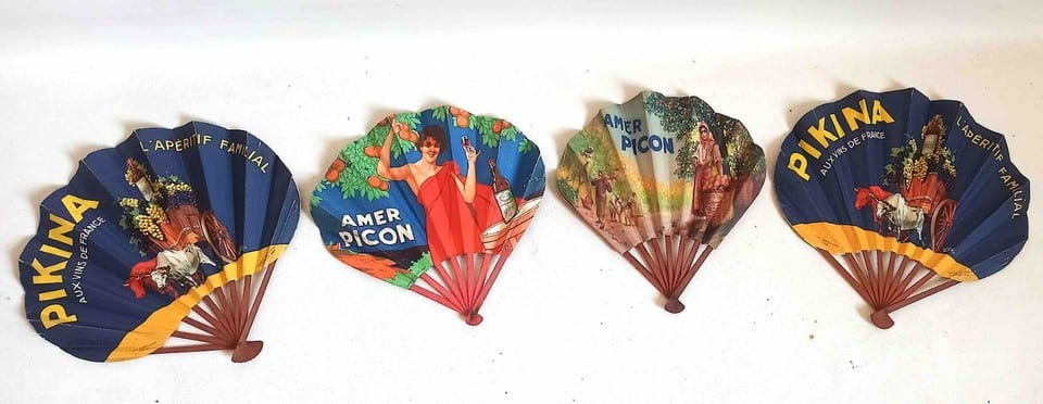 Lot de 4 éventails publicitaires Années 30 Picon Pikina Collector — photo 2