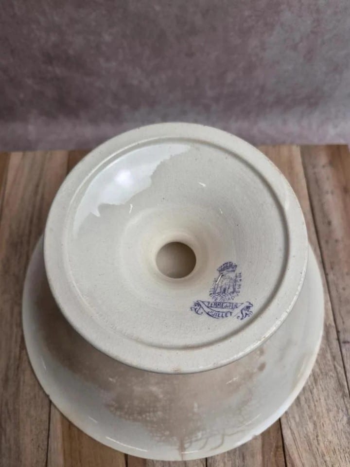 Compotier sur pied ancien Gien Terre de Fer modèle Juillet — photo 7