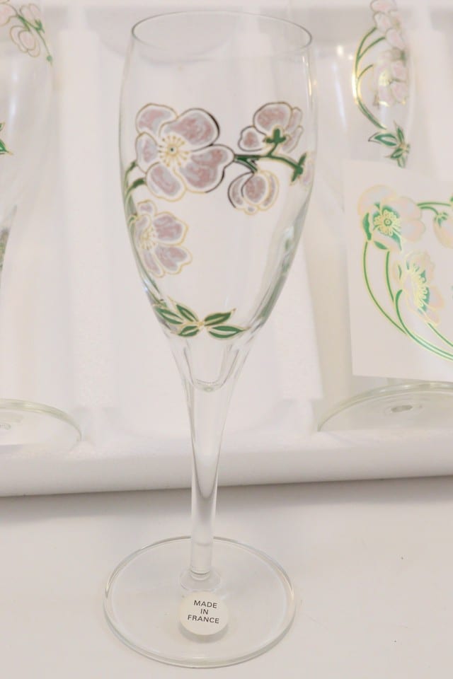 Coffret 6 flûtes à champagne Perrier-Jouët décor émaillé fleurs Art Nouveau neuf — photo 7