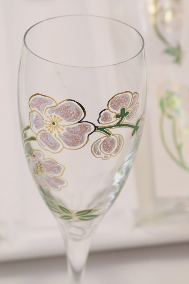 Coffret 6 flûtes à champagne Perrier-Jouët décor émaillé fleurs Art Nouveau neuf — photo 5