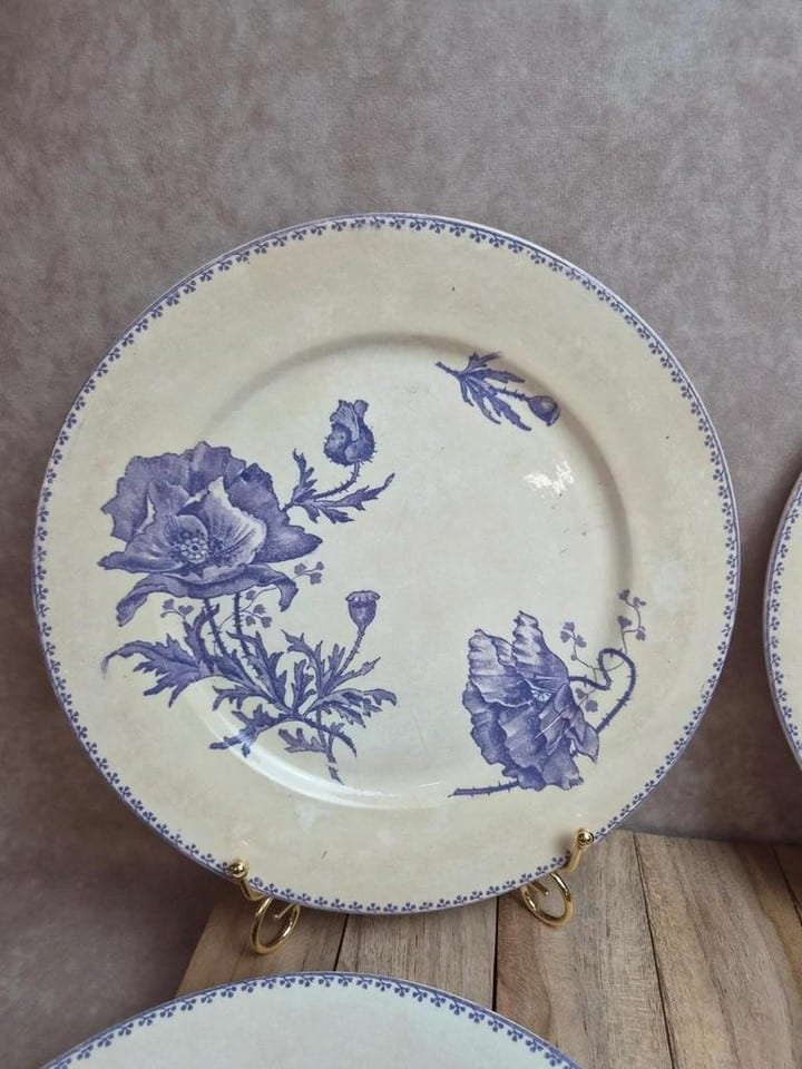 Lot de 6 assiettes plates terre de fer Sarreguemines Feria décor violet ancien — photo 3