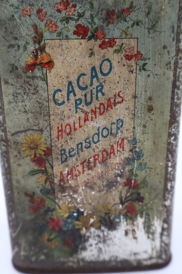Ancienne boîte en tôle lithographiée Cacao Pur Hollandais Bensdorp Amsterdam — photo 7