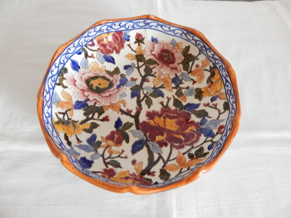 ANCIEN Plat Saladier en Faïence de GIEN à Décor PIVOINE Signé — photo 6