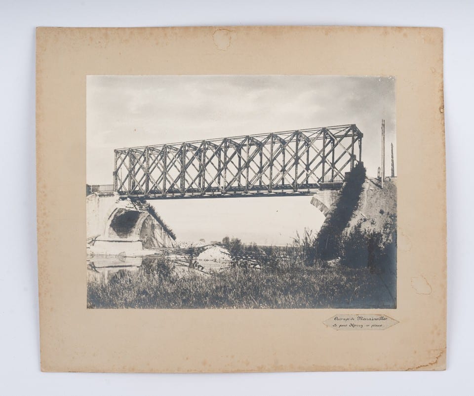 PHOTOGRAPHIE RECONSTRUCTION CHEMINS DE FER c1920 OUVRAGE MARAINVILLER PONT HENRY — photo 2