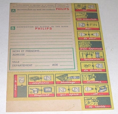 Jeu publicitaire de Maurice BRUNOT pour PHILIPS : JEU DES DOMINOS 1955