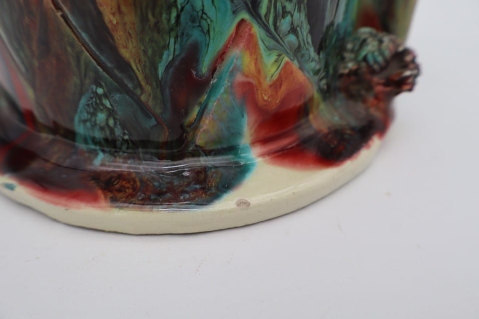 Cache-pot jardinière Vallauris en céramique polychrome décor oiseaux — photo 2