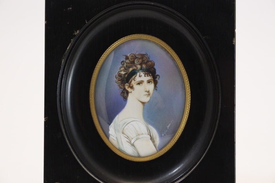 Peinture miniature XIXème portrait Mme Recamier Juliette d’après David — foto 2