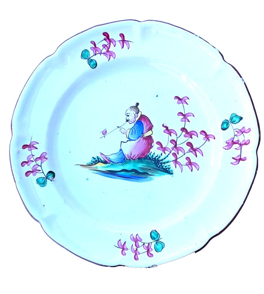 ASSIETTE DE L'EST DECOR CHINOIS FIN XVIII DEBUT XIX ième